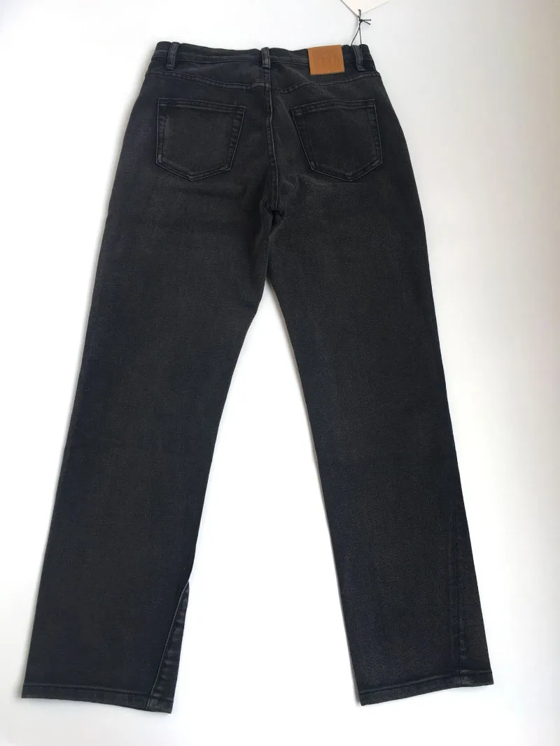 WISHBOP оригинальные джинсы с эффектом потертости, Укороченные прямые джинсы в краску с витым швом, женские брюки длиной до щиколотки 2019SS - Цвет: Черный
