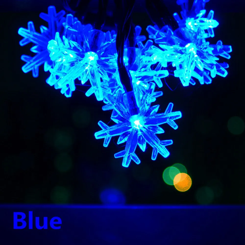 5-52 м Снежинка светодиодный светильник на солнечной батарее Сказочный светильник-гирлянда наружное украшение праздничный светильник s для сада, рождественской елки, газона, пейзажа - Испускаемый цвет: Blue
