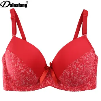 

Foreign trade large size bra upscale small floral print bra sexy lingerie deep V