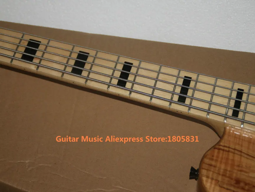 Бас-гитары 5 струн Деревянный электрический бас цельная шея с батареей гитары из Китая