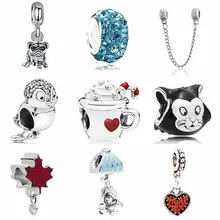 Esmalte pequeños corazones hechos a mano regalos pájaro gato ancla cuentas dijes Fit Pandora pulseras collares para mujeres DIY Berleques joyería(China)