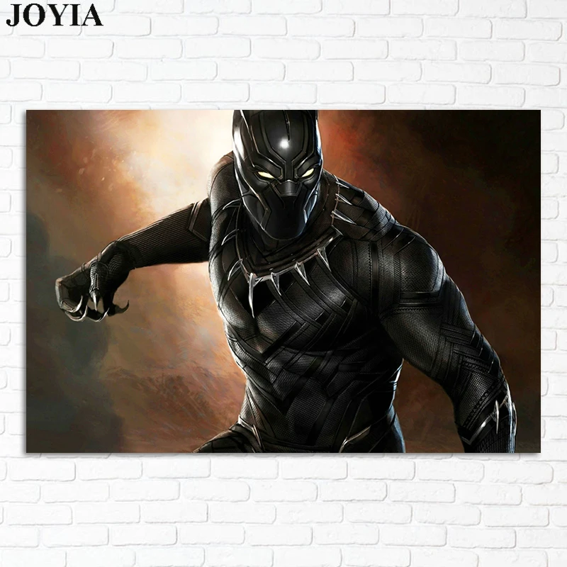 

Black Panther Poster 2018 New Movie Superhero Hero Prints Wall Decor Picture Silk Artwork For Home Bedroom Bar Cloth Painting