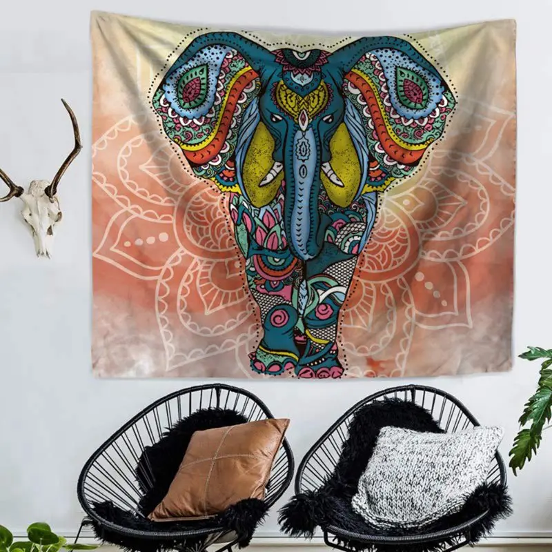 

Bohemia Tapestry Mandala Indian Elephant Wall Hanging Blankets New Polyester Beach Towel Yoga Mat Photograph Background 2019