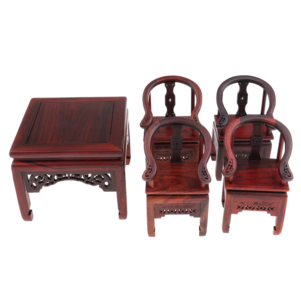 1/6 Scale Wooden Square Table Chair Dining Table Model For   Dolls House Furniture Collections