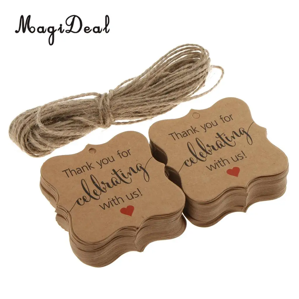 200 Pieces Rustic Kraft Paper Thank you for Celebrating with us Gift Tags Baby Shower Wedding Birthday Party Favor Labels