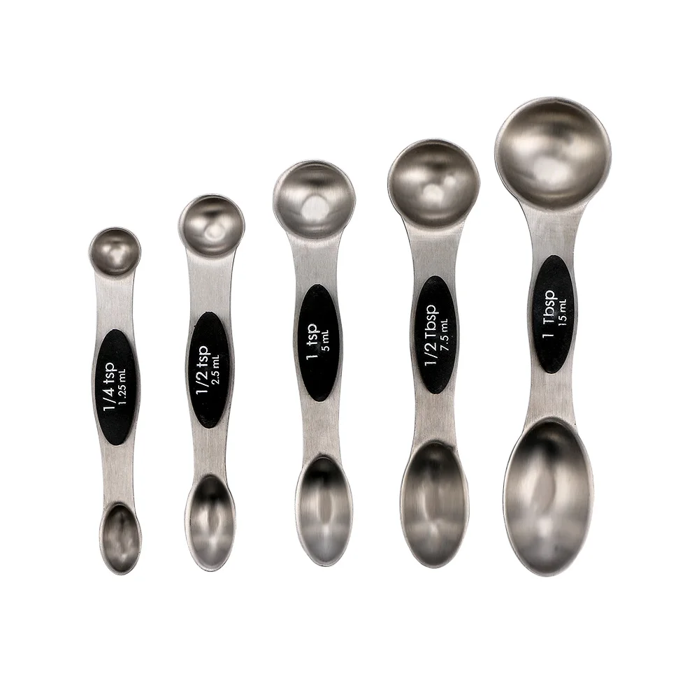 

5Pcs Double Ended Stainless Steel Measuring Spoons Set Baking Scale Measurement Spoon Seasoning Spoon Magnetic Absorption Kitche