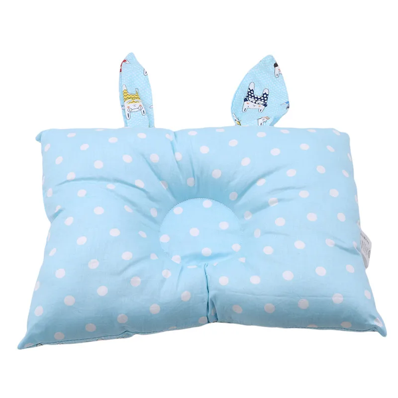 Хлопковая подушка для малышей с милыми заячьими ушками, Нескользящие плоские подушки под голову для новорожденных, забавные декоративные подушки для малышей, мягкие формирующие подушки