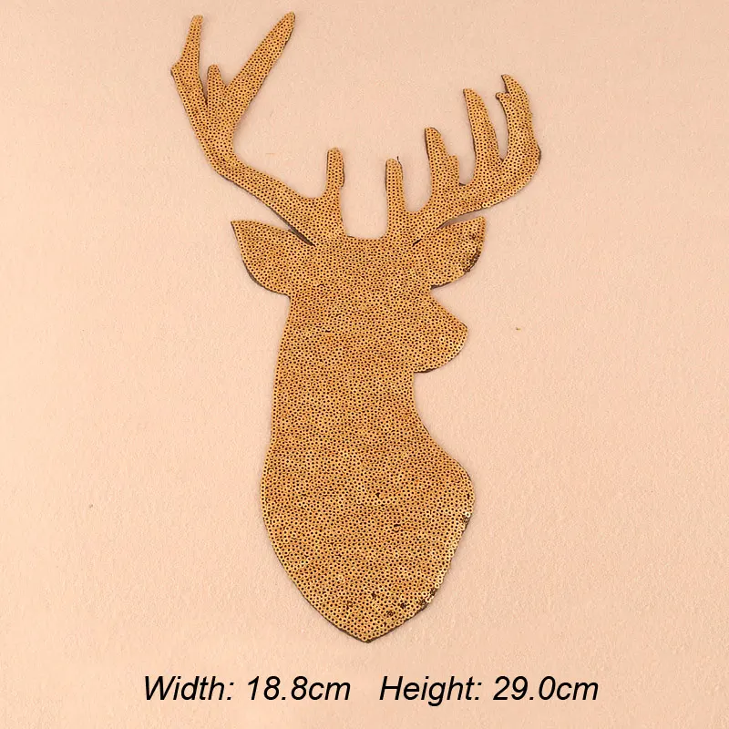 Рождественские украшения лося золото олень аппликация с пайетками заплаты ткань наклейки значок для одежды Швейные Патч