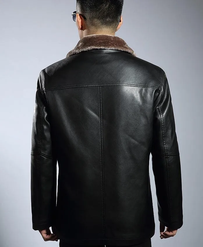 Коричневый, черный, толстый, бархатный мужской жакет из искусственной кожи, мужские повседневные меховые кожаные куртки, Брендовые мужские кожаные куртки и пальто 3XL