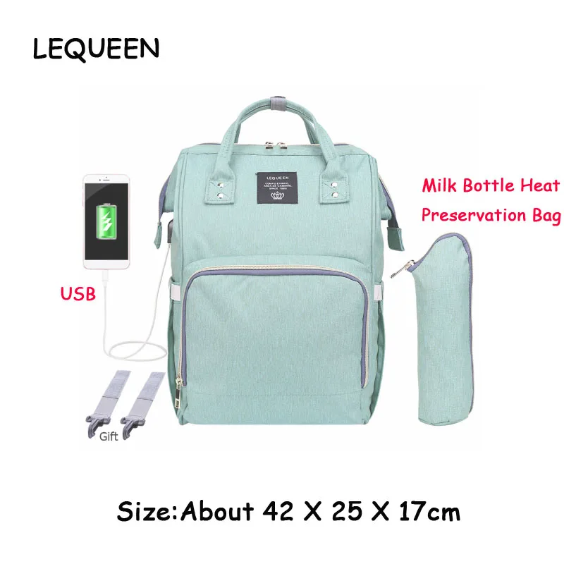LEQUEEN USB Водонепроницаемая сумка для подгузников, usb зарядка, большие рюкзаки для кормящих мам, сумка для подгузников, бренд bolsa maternidade - Цвет: 254552.07