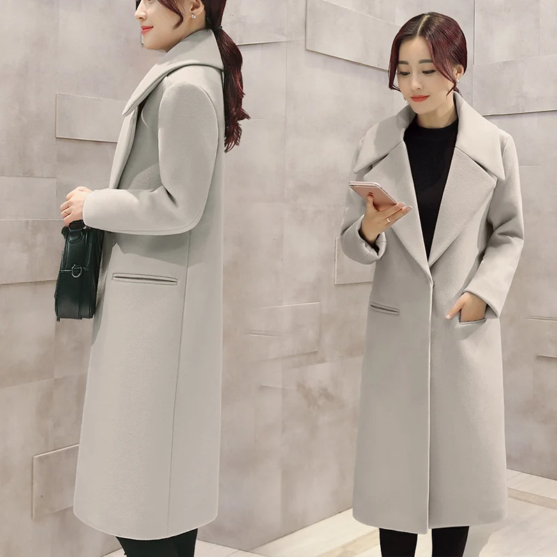 V Style blakc Mince Zx1141 Laine Femmes Tweed Couvert pink Grey Mode En Poches De Manteau light Confortable French Col Bouton Femelle Concise Green Hiver wtqnvRZR