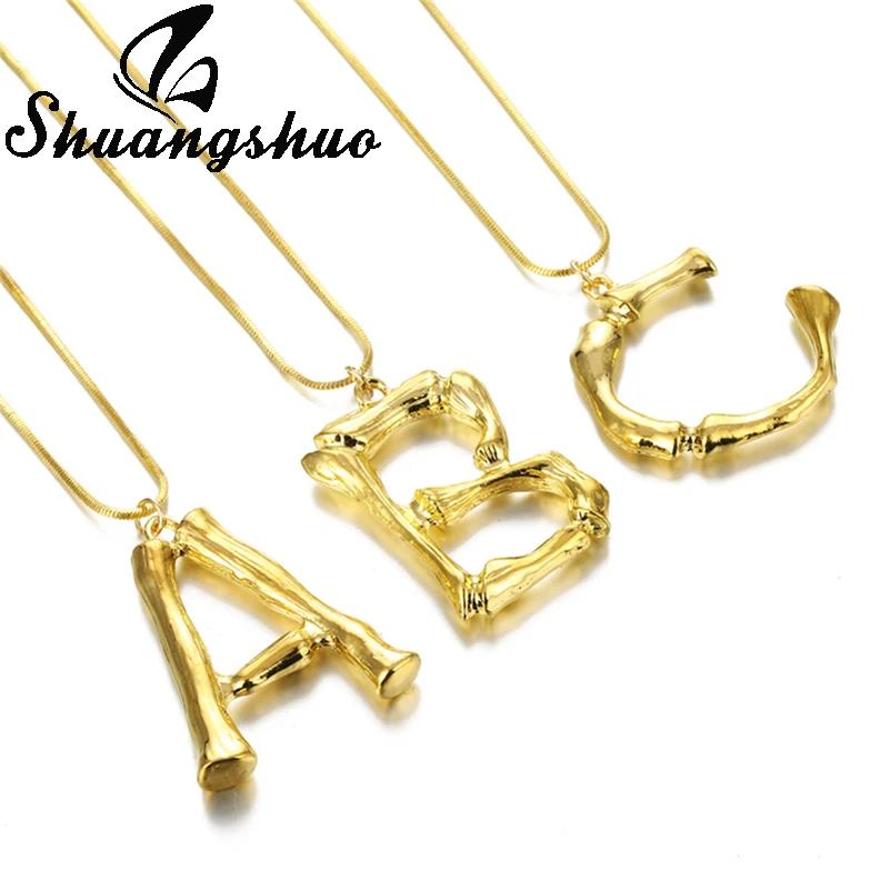 

Shuangshuo Fashion Letter Initial Pendant Necklace Gold Chain Choker Necklace For Women Collares Statement Jewelry Boho Collier