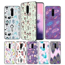 Colorful feathers Soft Black Silicone Case Cover for OnePlus 6 6T 7 Pro 5G Ultra-thin TPU Phone Back Protective