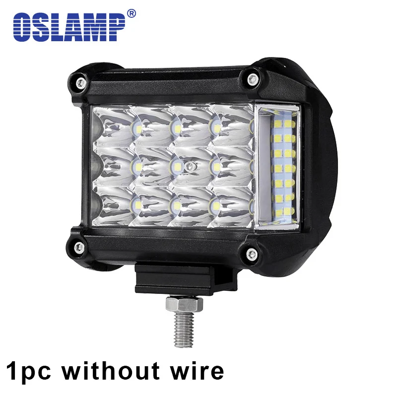 Oslamp 3-Row 4inch 57W LED Work Lights Offroad Led Bar Light Trucks Boat ATV 4x4 4WD 12v 24v Spot Flood Driving Lamp Headlight - Цвет: 1pc  no switch