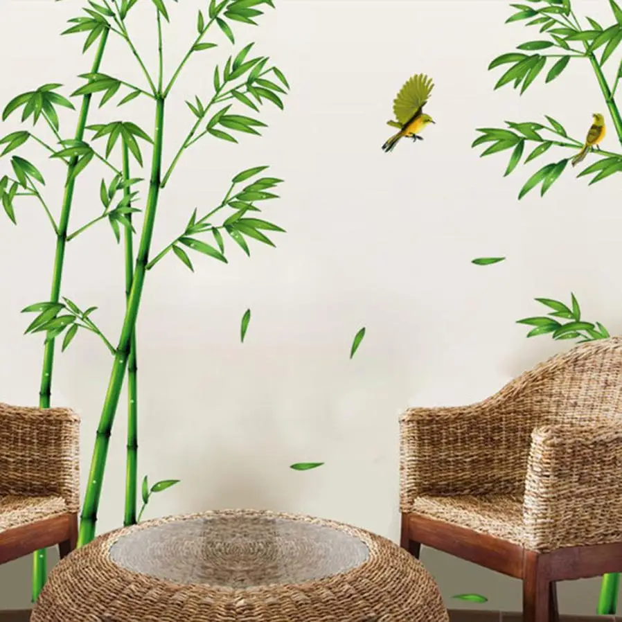 

Hot 3D Wall Art Decoration Deep Bamboo Forest wall stickers home decor living room Kitchen Stickers muraux Wandaufkleber 18July9