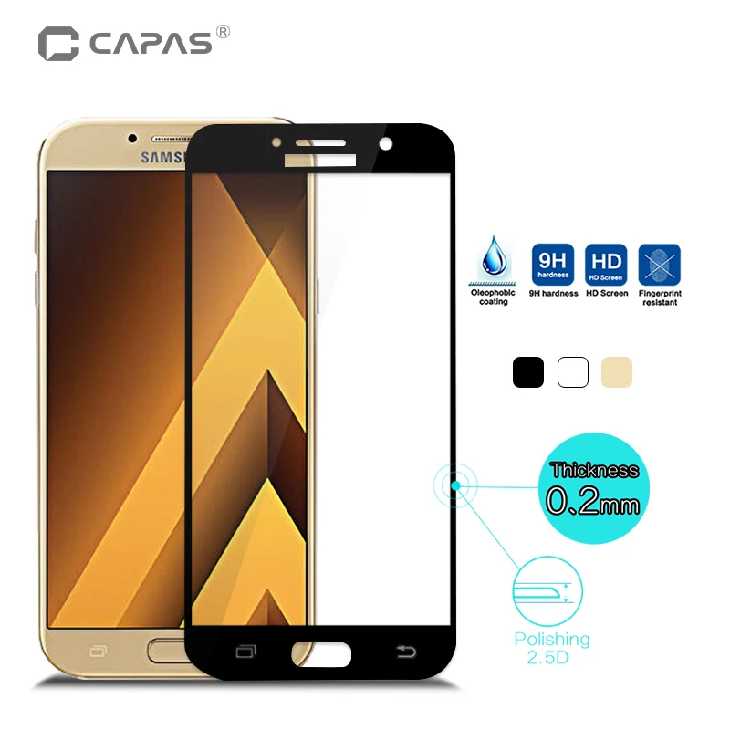 

Tempered Glass for Samsung Galaxy A5 A7 SM-A720F 2017 Screen Protector CAPAS Almost Full Cover Protective Film for Galaxy A520