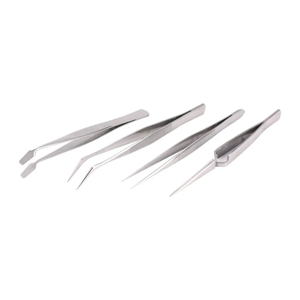 4Pcs Insulated Tweezer Non Stainless Steel Tip Straight