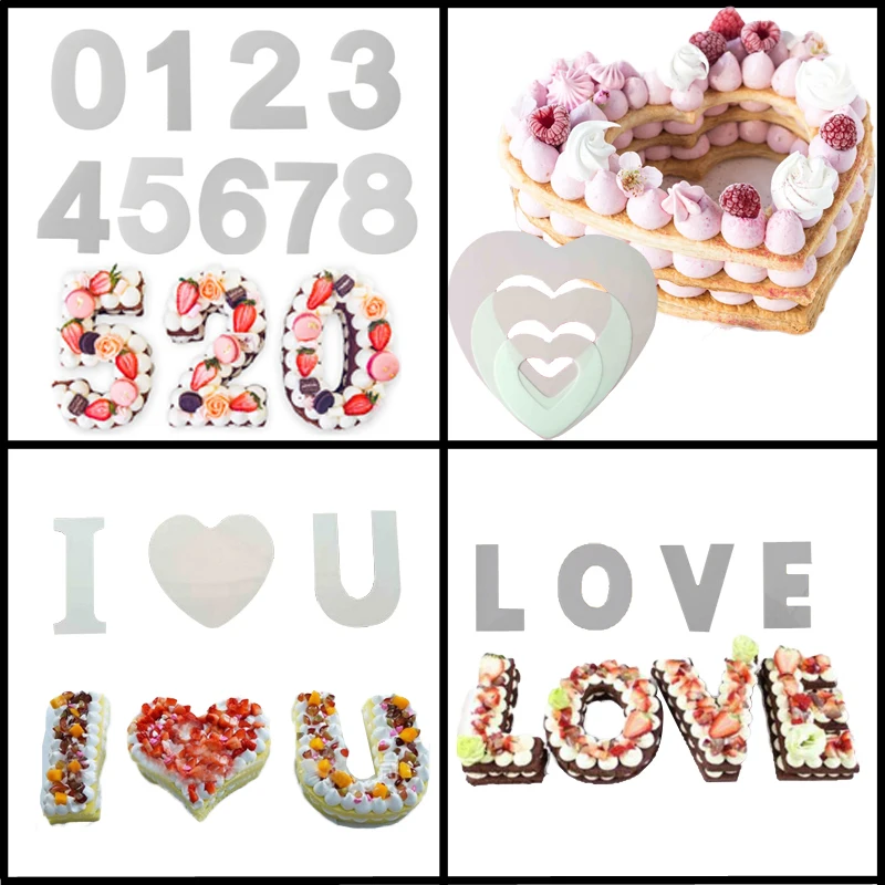 

Meibum Various PET Plastic Cake Mold LOVE Heart 0-8 Numbers Birthday Party Cream Mousse Dessert Mould Decorating Pastry Tools