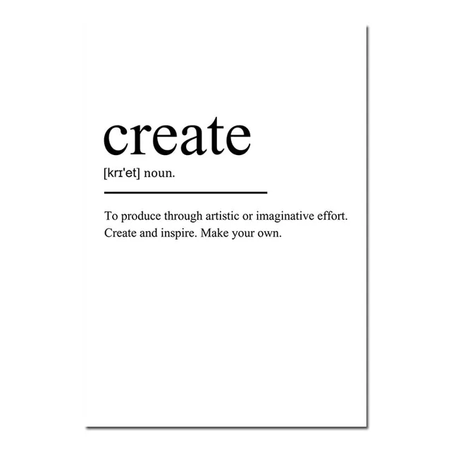 Black White Definition Quotes Canvas Poster Wall Art Minimalist Print