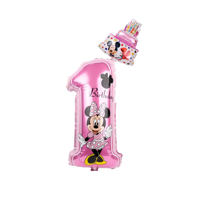 

2pcs Large 30inch pink blue number foil balloons Minnie mouse cake helium ballon birthday party decorations Wedding globos toys