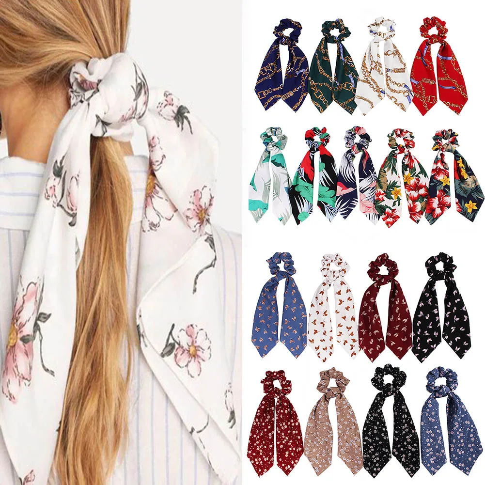 

Women Hair Scarf Bowknot Scrunchies Ponytail Holder Summer Elastic Hairband Bow Hair Rubber Ropes Girls Hair Ties Accessories