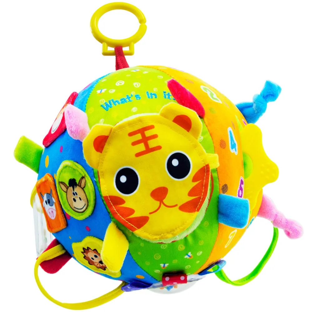 

teytoy Baby Toys, Shake Rattle Busy Multi Roll Ball Crinkle Teether Hanging Toy, Soft Ball Toys