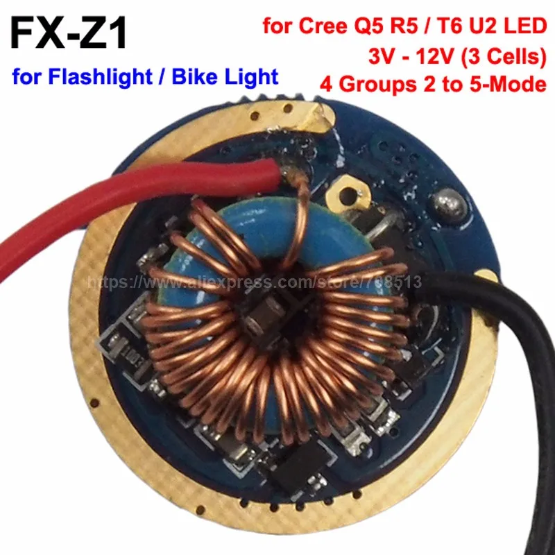 FX-Z1 22 мм 3 V-12 V 1A/2.2A 4 группы от 2 до 5-Mode плата драйвера для светодиодный фонарик/свет велосипеда(1 шт