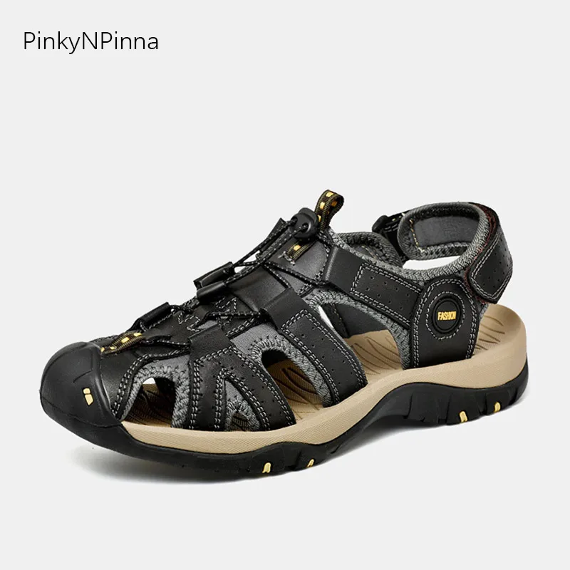 Men/'s Summer Hiking Leather Sandals Wading Closed Toe Fisherman Soft Beach Shoes