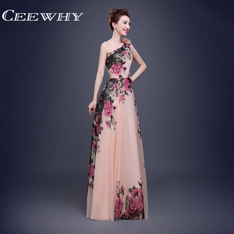 One shoulder purple print evening dress One shoulder purple print evening dress