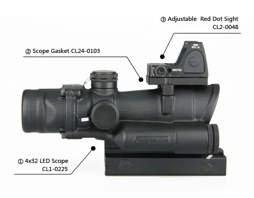 Тактический ACOG 4x32 светодиодный прицел HD прицел прибор ночного видения для освещения с рефлекторным регулируемым мин Красный точка зрения