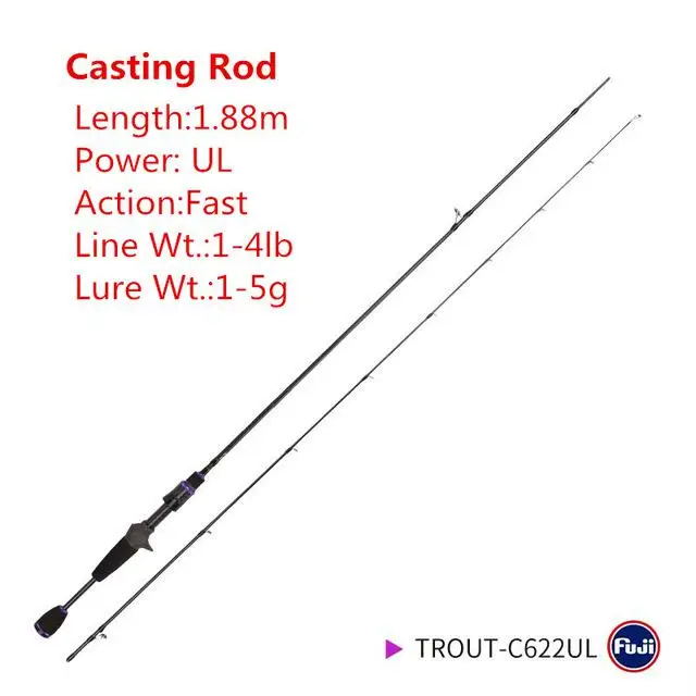 TSURINOYA AJING форель 2 Secs стержень спиннинг литья Рыбалка эльф 1,83 м 1,88 UL F FUJI туристические аксессуары морской бас Вара де Pesca - Цвет: Красный