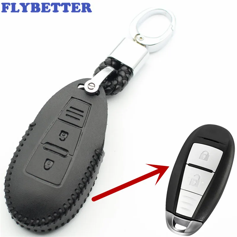 FLYBETTER брелок из натуральной кожи с 2 кнопками чехол для смарт ключей Suzuki