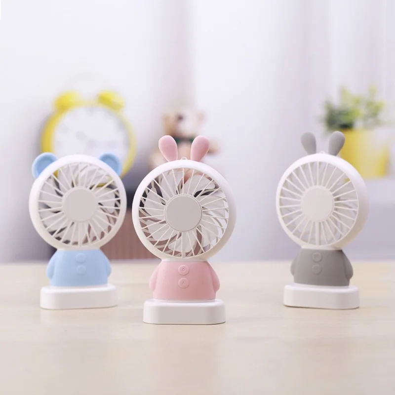 

Cute Rabbit Night Lights mini handheld fan Korea explosion models bear usb charging fan