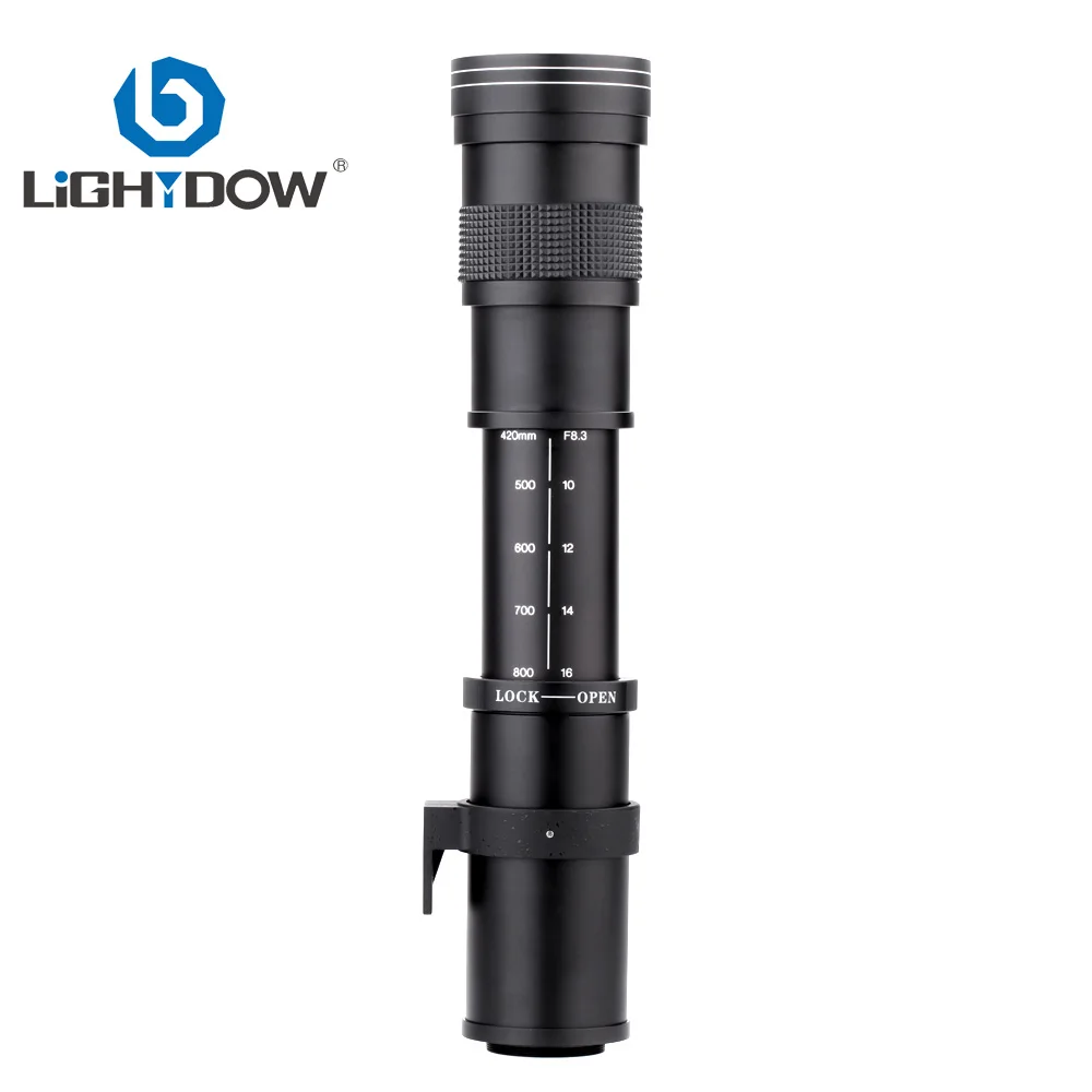Супер телеобъектив Lightdow 420 800 мм F/8 3 16 ручной зум объектив + кольцо адаптера T2 для