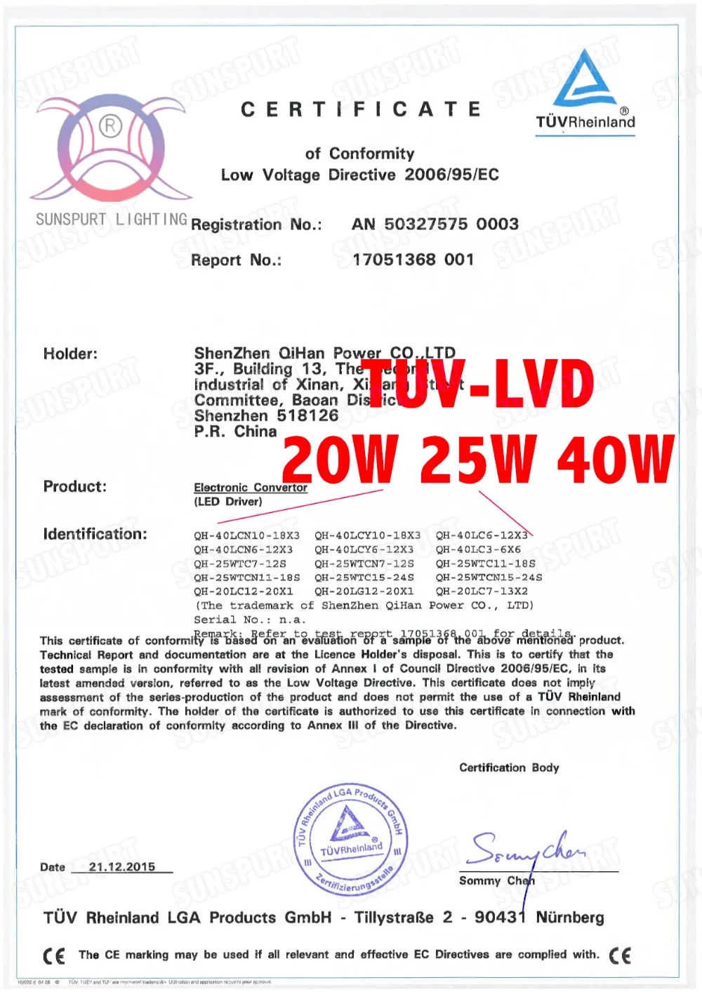 lc20w 25w 40w TUV-LVD Cert