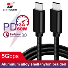 USB C кабель 3 м Быстрая зарядка для USBC usb type C Macbook Pro 2 м QC 3,0 60 Вт 3A USB3.1 Gen1 type C кабель для samsung huawei