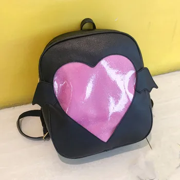 

Summer Casual Transparent PU Backpack Cute Angel Bags For School Mini Pink Black Schoolbags For Teenage Girls Fashion Bookbag