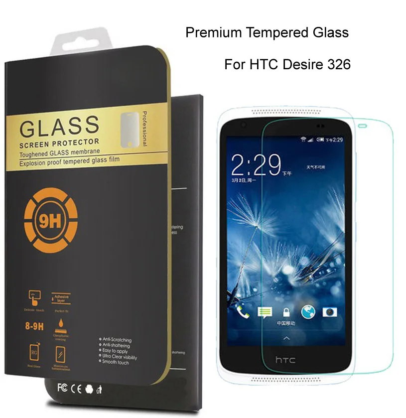 

For HTC Desire 526G dual sim 0.26mm Premium Protective Film Tempered Glass For HTC Desire 326 Phone Screen Protector