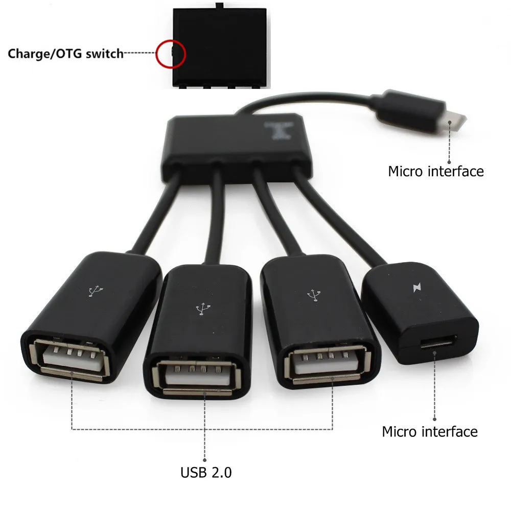 CHYI 4 порта USB 2,0 концентратор 4 в 1 микро USB хост OTG кабель зарядный концентратор Шнур адаптер сплиттер для Android телефон планшет Usb накопители