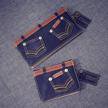 

Creative Wallet Jeans Bags Pants Shaped Female Men Retro Multifunction Long Short Coin Purse Card Holder Clutch Wallet