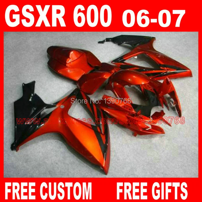 

Free customize fairing kit for 06 07 SUZUKI K6 GSXR 600 750 black brown fairings set gsx-r600 2006 GSX-R750 2007 HV65