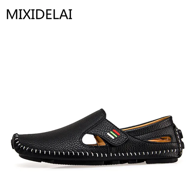 MIXIDELAI Fashion Moccasins For Men Loafers Summer Walking Breathable Casual Shoes Men Hook&loop Driving Boats Men Shoes Flats 6