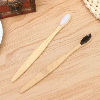 

2pcs Eco Bamboo Toothbrush Adults Teeth Cleaning Brushes with Wooden Handle Soft Couples Toothbrush Personal Health Supplies