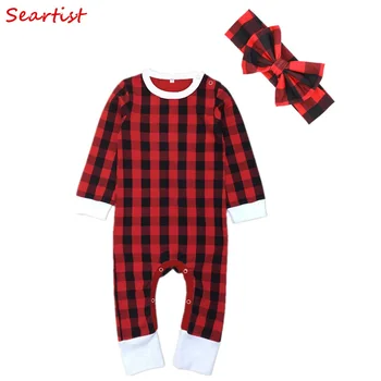 

Seartist Newborn Spring Jumpsuit Swaddle Blankets Red Plaid Headband+Hat+Rompers Bebes Baby Boy Girl Clothes Pajamas 2019 40