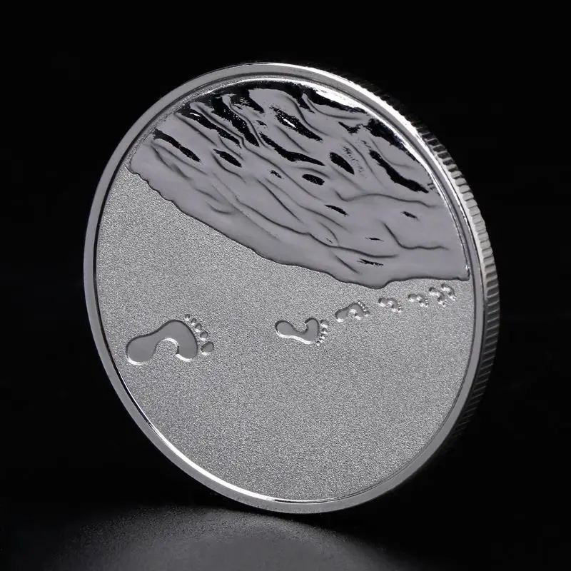 

Commemorative Coin Footprint Family Parent Kids Sea Souvenir Collection Coins Memorial Art Gifts Alloy Collectible Gold Silver