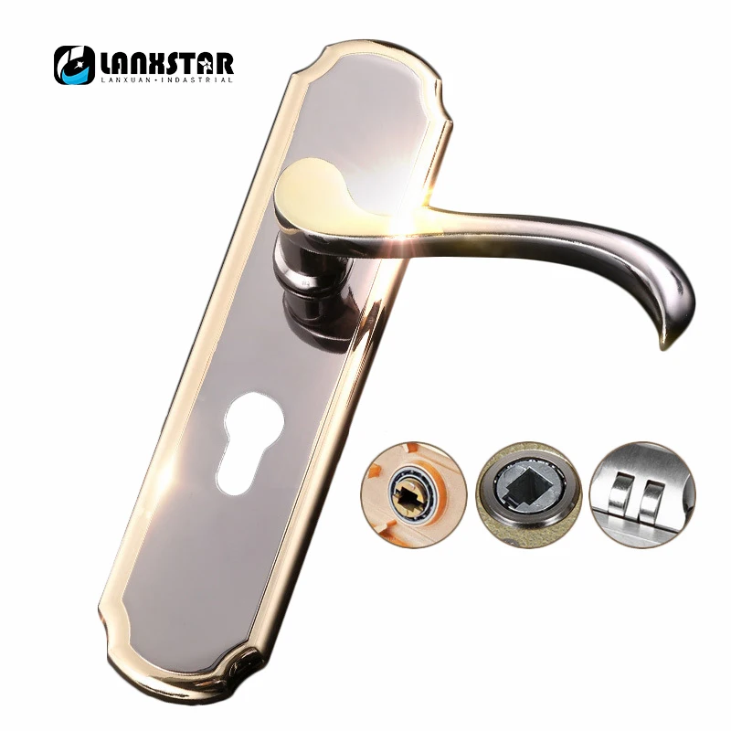 Interior Door Lock Zinc Alloy Handle Gold Titanium Color Bearing Copper Lockset Modern Hardware Mechanical Locks |