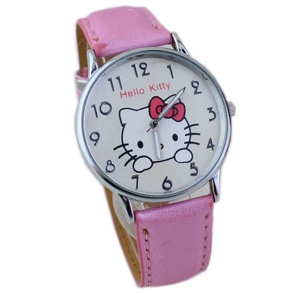 Новая мода Дети hello kitty розовый девушки любимые часы KT cat кварцевые часы