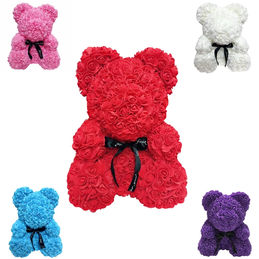 

23Cm Foam Bear Of Roses Bear Rose Flower Artificial New Year Gifts For Women Valentines Gift