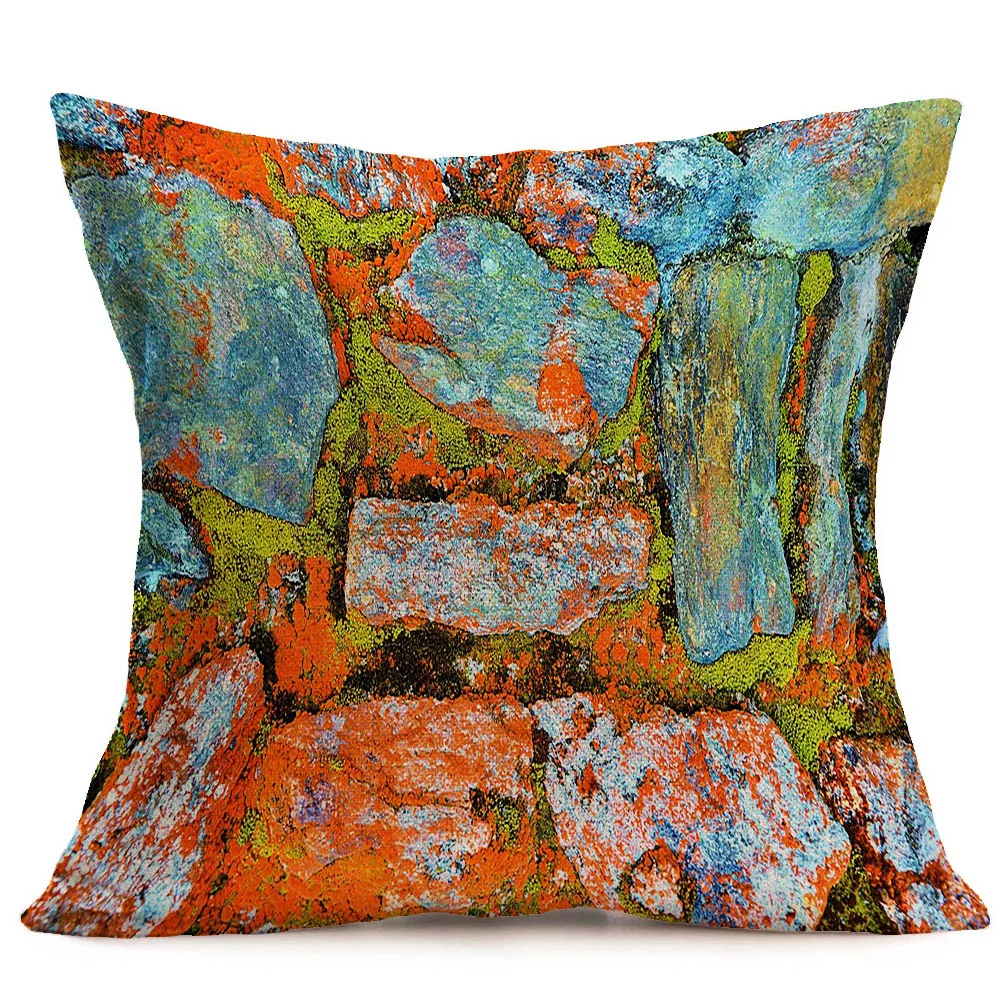 Wall Tile Pattern Oil Painting Watercolor Linen Pillow Cover | Дом и сад
