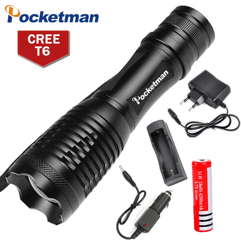 

LED Flashlight 4000Lm XM-L T6 LED Torch Torches Zoomable LED Flashlight 18650 Torch Lamp Tactical Flashlight Torche Lampe